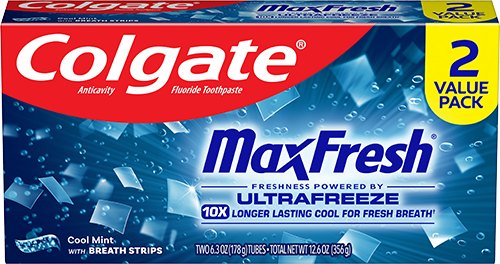 Colgate Max Fresh Toothpaste with Mini Breath Strips, 2 Pack