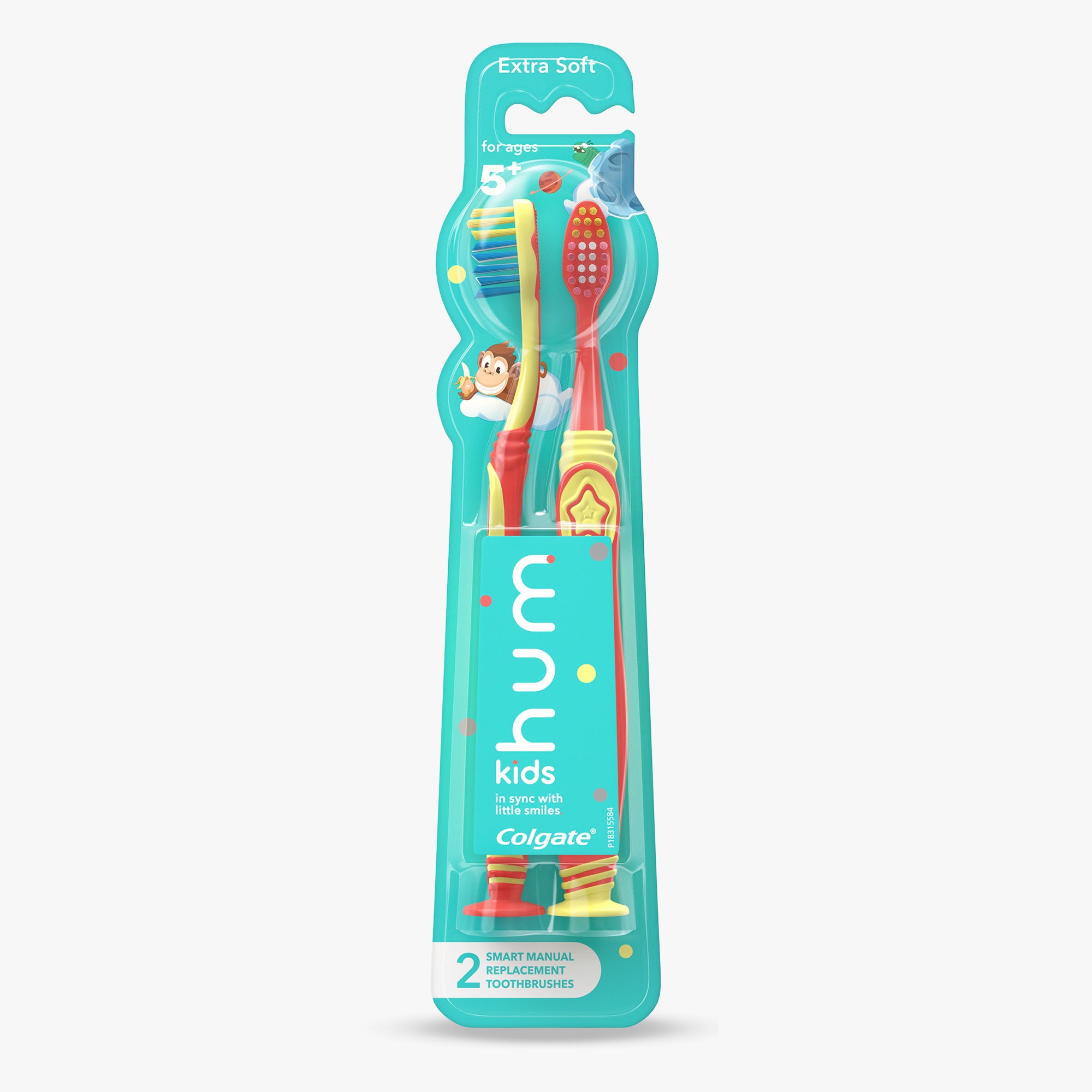 Colgate Hum Kids smart manual replacement toothbrushes two pack.
