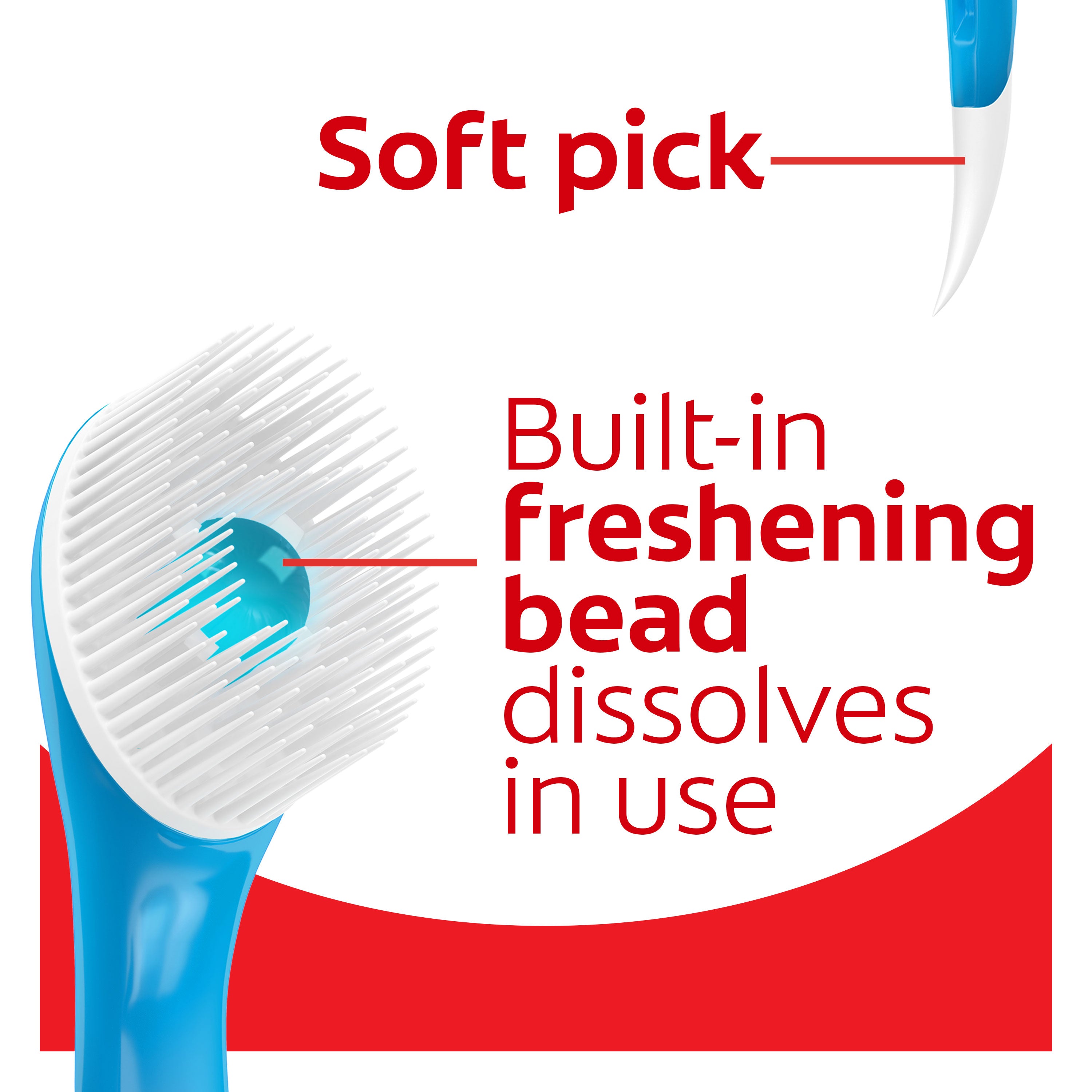 Colgate Max Fresh Wisp Disposable Mini Travel Toothbrush. In text: Soft pick. Built-in freshening bead dissolves in use.