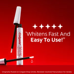 Colgate Optic White Express Teeth Whitening Pen with 4 stars indicating product rating. In text: Whitens fast and easy to use! Originally posted on Colgate Shop Smiles. Reviewer received free product for review.