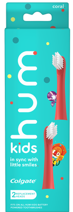hum Kids Replacement Battery Powered Toothbrush Heads, 2 Pack